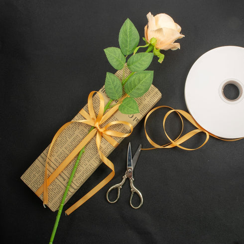 Gold Satin Ribbon 3/8 Inch Thin Gold Ribbon 100 Yards Double Faced Satin Ribbon Gold Silk Fabric Ribbon Gold Ribbon for Gift Wrapping Wedding Flow...