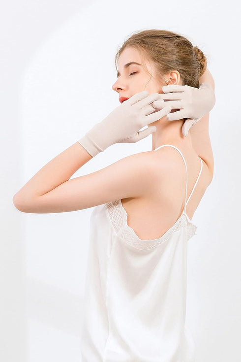 Pure Silk Womens Gloves For Sleeping Moisturizing, Sunscreen UV Protection Silk Gloves For Summer...