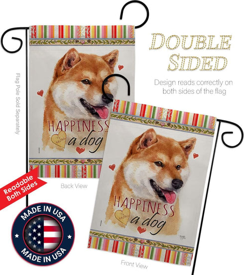 Breeze Decor Sesame Shiba Inu Happiness Garden Flag Dog Puppy Spoiled Paw Canine Fur Pet Nature Farm Animal Creature House Decoration Banner Small...