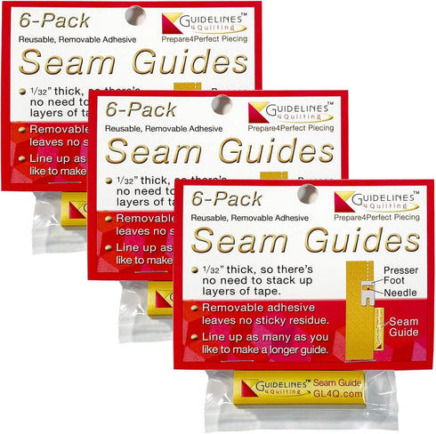 Guidelines4quilting - 6-Pack Seam Guides ½ x 2" x 1/32" - Peel & Stick - Removable Adhesive, Leaves No Sticky Residue (3-Pack)...
