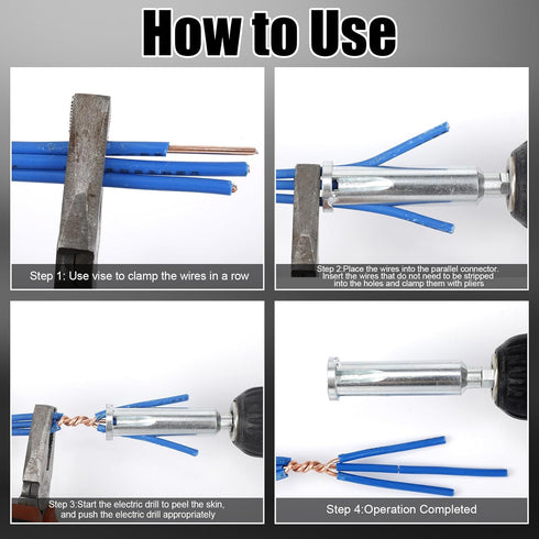 4 Pcs Wire Twister Tool for Drill, 6mm Hex Shank Wire Twisting Tool and 2-5 Way Wire Stripper Tool for Drill, Wire Connector Wire Nut Twister Cabl...