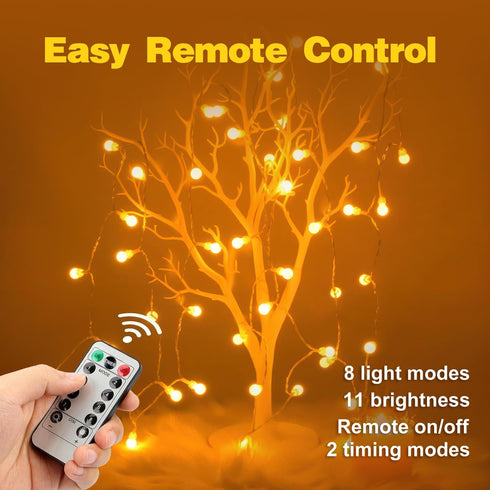 Globe String Lights, Crystal Globe Fairy String Lights Battery Operated with 33 Foot 80LED, Remote, IP67 Waterproof Indoor Outdoor Hanging Decorat...