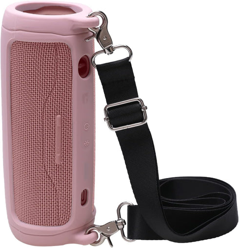 LTGEM Silicone Protective Case for JBL Flip 6 Portable Bluetooth Speaker with Extra Carabiner and Strap- Pink (Case Only)...