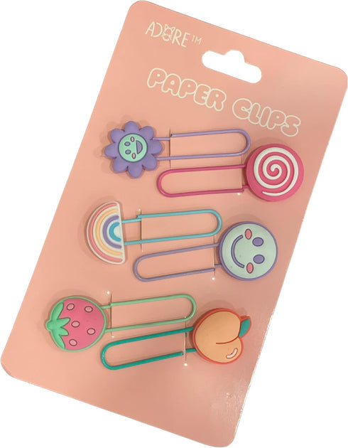 Cute Paper Clips,Paperclips for Office School and Personal Use Purple Sunflowers, Hot Pink Lollipop, Rainbow, Smiling Purple, Strawberry & Peachy ...