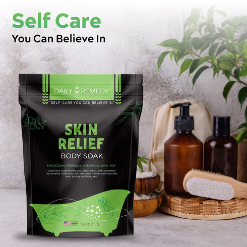 DAILY REMEDY Skin Relief Body Soak - for Psoriasis/Eczema Relief, Dry Itchy Skin - Natural Dead Sea Salt, Epsom Salts, Tea Tree/Lavender Essential...