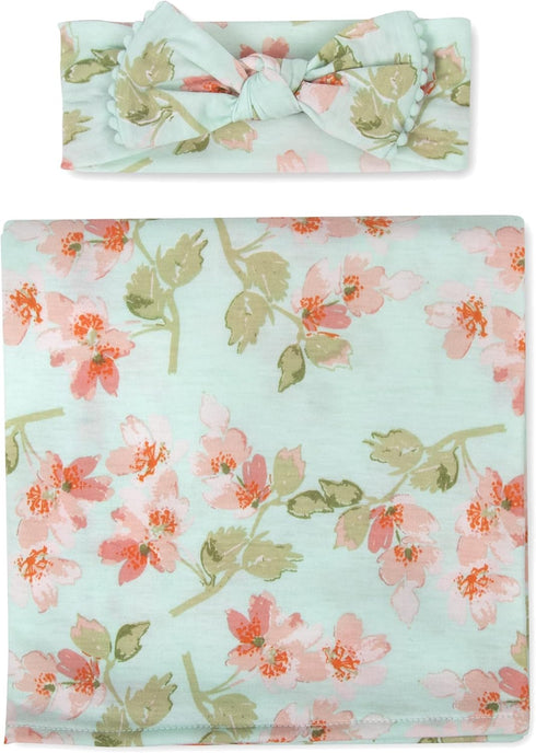 Wendy Bellissimo Super Soft Swaddle Receiving Blanket (35x40) with Hat or Headband for Baby Boy or Baby Girl (Aqua)...