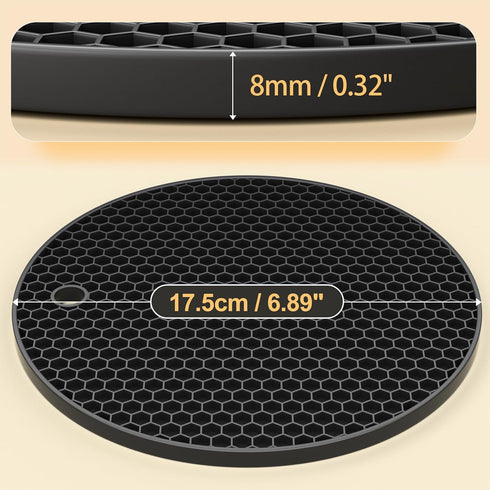 Ultra Thick 8mm Silicone Trivets for Hot Dishes Pots and Pans, Silicone Trivet Mat Hot Plates to Protect Table, Silicone Hot Pads for Kitchen Coun...