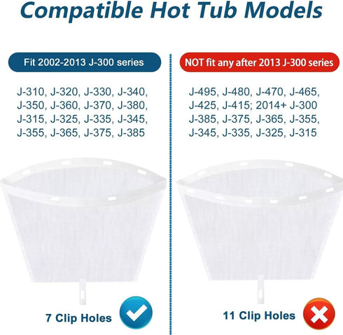 6570-392 Filter Net Bag for Jacuzzi, Hot Tub Mesh Skimmer with 7 Clip Holes (2002-2013 Debris Attachment)...