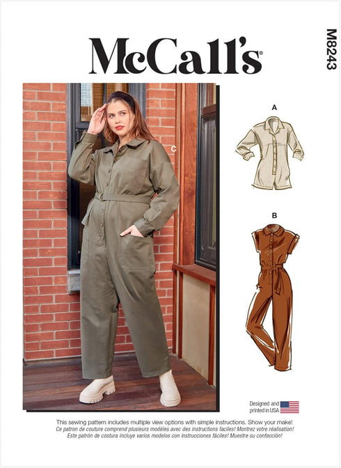 McCall's Sewing Pattern M8243 - Misses' and Women's Romper, Jumpsuits and Belt, Size: B5 (8-10-12-14-16)...