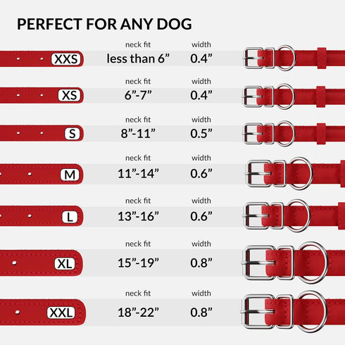 CollarDirect Rolled Leather Dog Collar, Soft Padded Round Puppy Collar, Handmade Genuine Leather Collar Dog Small Large Cat Collars 13 Colors (11-...