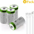 4 Pack CR2 Battery,Rechargeable CR2 3.7v Lithium Batteries, 4 in 1 USB Type C Rechargeable Lithium CR2 CR15H270 15270 Batteries, 300mAh,1.5Hours F...