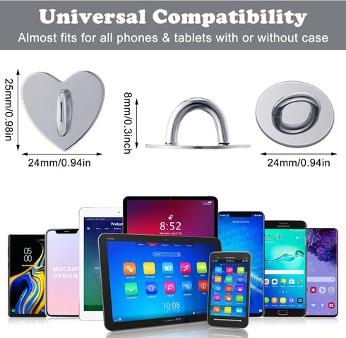 Flutesan 12 Pcs Phone Charm Hook Phone Charms Adhesive Metal Finger Grip Cell Finger Ring Loop Stand for DIY Hanging Round and Heart Holder Cute K...