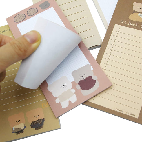 ANKOMINA 5 Pack Cute Cartoon Bear Memo Notes Writing Pads Scarpbook Message Notes Notepads Chesk List to Do List Memo Stationery Office School Sup...