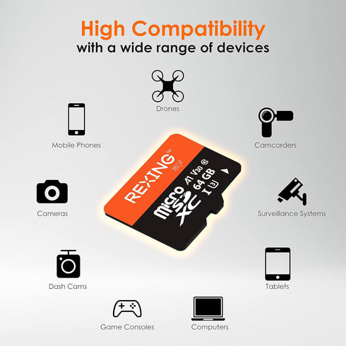 64GB microSDXC UHS-3 4K Full HD Video High Speed Transfer Monitoring SD Card with Adapter for Dash Cams, Surveillance System, Security Camera, & B...