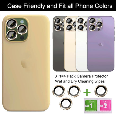 [2 Sets Compatible with iPhone 12 Pro, 12 Mini & iPhone 12 Camera Lens Protector, Tempered Glass Clear Camera Cover Screen Protector Metal Ring Ac...