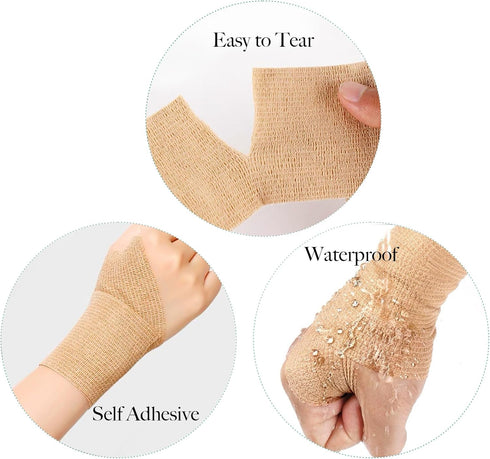 32 Rolls Self Adhesive Bandage Wrap 2 inch Cohesive Bandage Wrap Stretch Bandages Wraps Tape Skin Elastic Self-Adherent Tape for Wrist Ankle Sport...