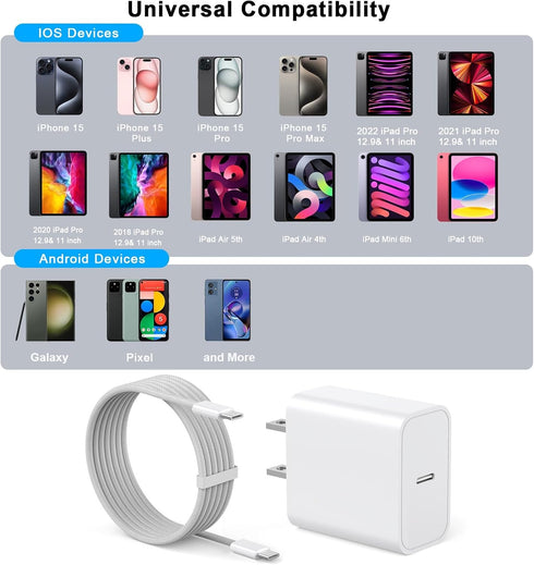 iPhone 15 Pro Max Charger Fast Charging, USB C to USB C Charging Cable 6FT with 20W Type C Fast Charger Block Compatible for iPhone 15/15 Pro Max/...