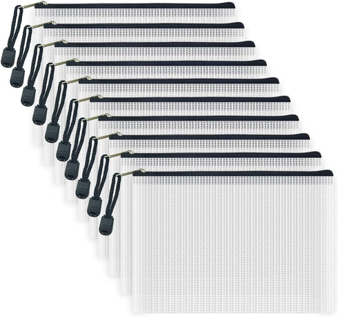 AUSTARK 10Pcs Zipper File Bags Plastic Mesh Zipper Pouch Waterproof Document Bags Board Games Storage Bags for Office Home Travel (B6 Size 7.6''x5...