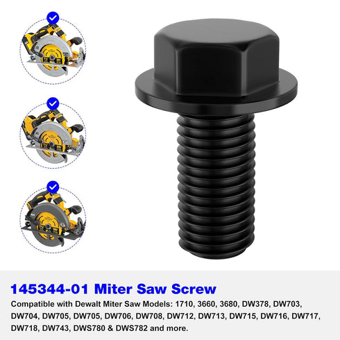 145344-01 Miter Saw Bolt for DeWalt M8 Miter Saw Blade DW703 DW704 DW705 DW706 DW708 DW712 DW715 DW716 DW718, Left Hand Thread, N436564 Miter Saw ...