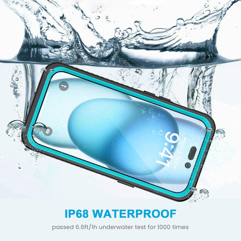 Lanhiem for iPhone 15 Case, IP68 Waterproof Dustproof Shockproof Cases with Built-in Screen Protector, 360 Full Body Protective Heavy Duty Rugged ...
