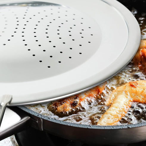 LUCETE Stainless Steel Splatter Screen 12.6" – Hot Grease Splatter Screen for Frying Pan - Oil Splash Guard - Protect your Skin from Burn & Keep Y...