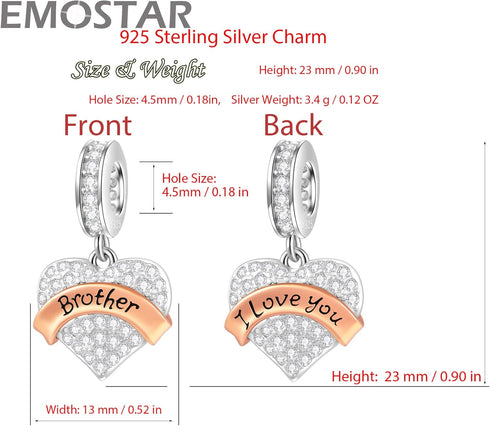 Family Charms, 925 Sterling Silver Mother Father Daughter Son Sister Brother Godmother Goddaughter Nana Grandpa Nephew Husband Wife Aunt Uncle Bes...