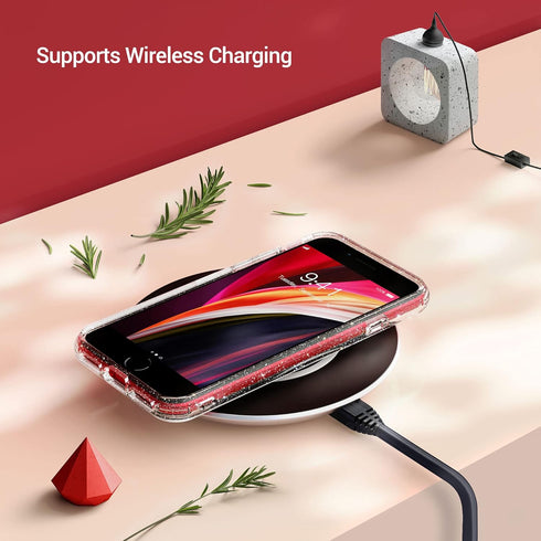 ULAK Compatible with iPhone SE 2020/2022 Case, iPhone 8/7 case Clear Glitter Soft TPU Cover Shockproof Transparent Protective Phone Case 4.7 Inch...