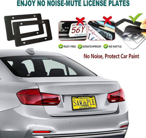 Aootf Carbon Fiber License Plate Frame- Black Aluminum Slim Car Tag Cover Printed Carbon Patterns, Heavy Duty Holders for Front & Rear, Mount Hard...