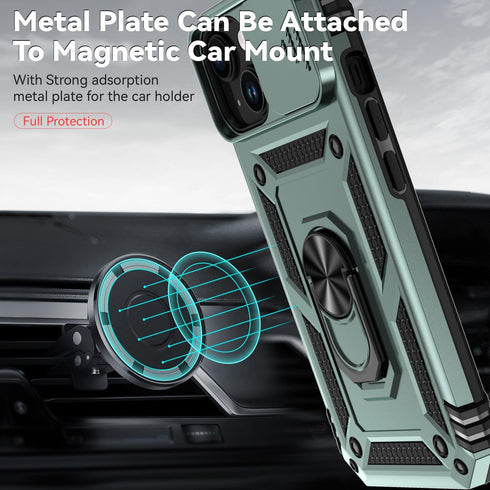 Hitaoyou Compatible with iPhone 15 Plus Case, iPhone 15 plus Case with Camera Cover & Kickstand Military Grade Shockproof Heavy Duty Protective Ma...