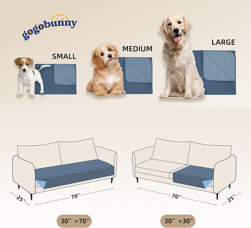 gogobunny 100% Double-Sided Waterproof Dog Bed Cover Pet Blanket Sofa Couch Furniture Protector for Puppy Large Dog Cat, Reversible (40x50 Inch (P...