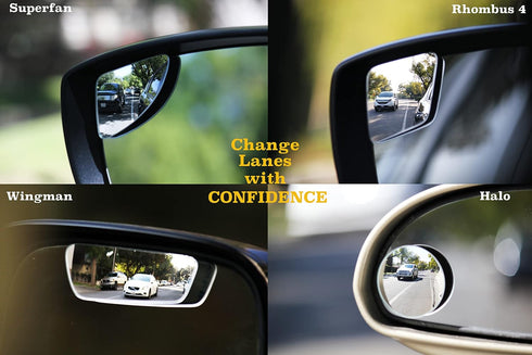 Blind Spot Mirrors for Cars - by Safe View Company - Change Lanes w Confidence - Made from Real Convex Glass - Long Lasting - Easy Peel & Stick (S...