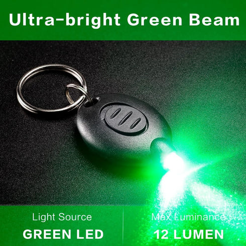8 Pack Ultra Bright Green Light Keychain Flashlight, Mini Green LED Keychain Flashlight, Green Keychain Flashlight for Night Observation...