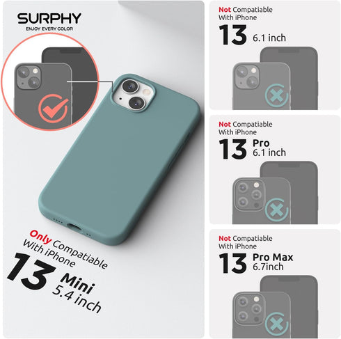 SURPHY Magnetic Case Designed for iPhone 13 Mini Case Compatible with MagSafe (5.4 inch 2021 Release), Liquid Silicone Phone Case with Microfiber ...