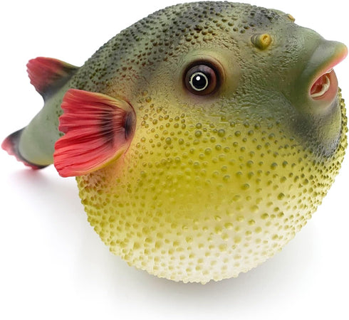 Gemini&Genius Sea Animal Pufferfish Action Figure Soft Rubber Swim Bath Toy, Realistic Ocean Fish Blowfish Toy, Educational and Role Play Toys for...