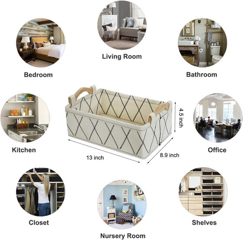 Storage Baskets for Organizing Toys Small Basket White Basket Felt Fabric Basket Bins for Home Office Closet Bathroom Bedroom Playroom Decorative ...