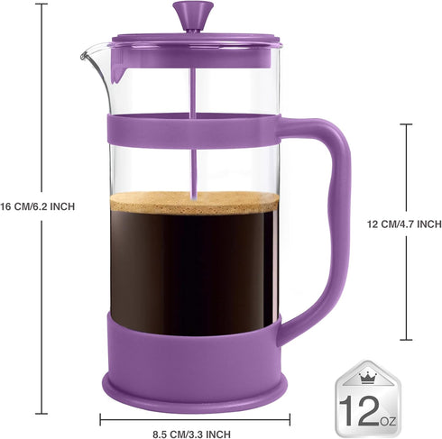 Utopia Kitchen 12 Ounce 0.35 Liter French Press Coffee Maker, Tea Maker, Travel Coffee Presses, Heat Resistant Thickened Borosilicate Coffee Pot f...