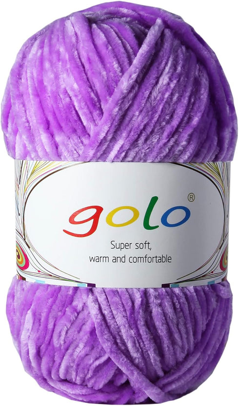 golo Chenille Yarn for Baby Blanket Yarn 3.5 oz Soft Chenille Yarn for Hand Knitting (3.3oz, Purple-02)......