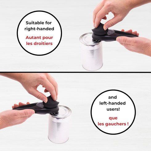 Starfrit MightiCan Can Opener - Safe - Holds Lid and Leaves No Sharp Edges on Lid - 3 year warranty - Comfort Grip - Heavy Duty Non-Slip Knob...