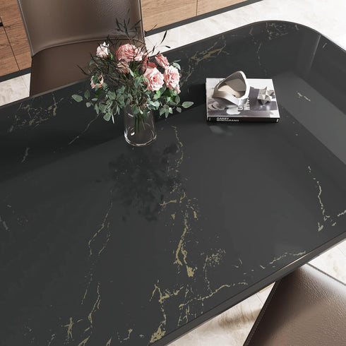 Gold Black Marble Contact Paper 17.71" x 120" Glossy Marble Peel and Stick Wallpaper Self Adhesive Granite Contact Paper for Countertops Waterproo...