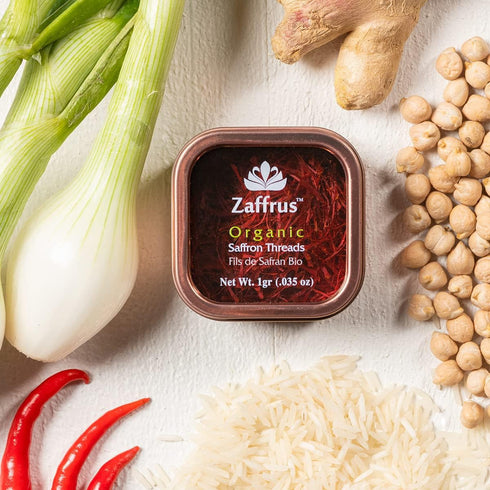 Zaffrus - Certified Organic Saffron Threads for Cooking Saffron Rice, Paella, Risotto, Soup, Desserts & Tea. (1 gram / .035 oz)...