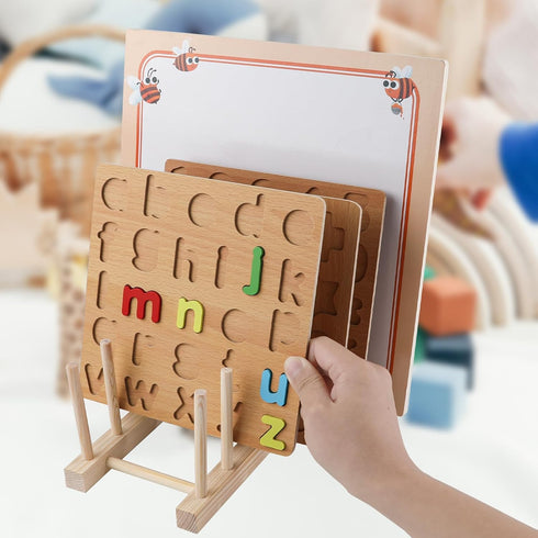 Puzzle Display Stand, 3 Cells Wooden Puzzle Storage Rack Jigsaw Puzzle Holder Rack Puzzle Organizer Shelf Puzzle Rack Organizer Accessories for Pu...