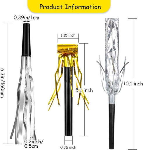 Skylety 48 Pieces Gold Silver Noise Makers for Adults Kids Party Horns and Blowers Noisemakers for Graduation Birthday Sporting Events Baby Shower...
