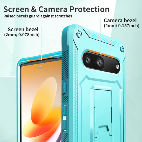 URBANITE for Google Pixel 7 Case, Military Grade Rugged Shockproof Protective Cover with Screen Protector and Kickstand (Sky Blue)...