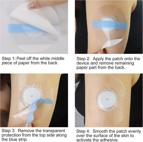 55Pack Freestyle Libre Adhesive Patches Breatheable Waterproof Libre Sensor Patches-Clear CGM Patches with No Glue in The Center-Enlite-Guardian-F...