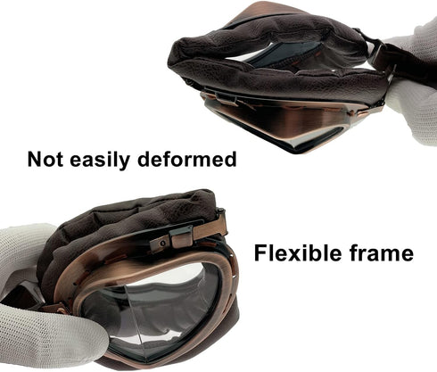 Motorcycle Goggles, 2 Pack Vintage Pilot Style Riding Goggle Burning Man Goggles for Men Women Youth Adult...