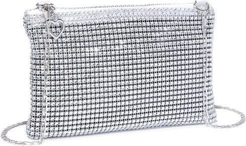 Verdusa Women's Shiny Mini Rhinestone Square Bag Sparkle Clutch Purse Wedding Evening Party Handbags...