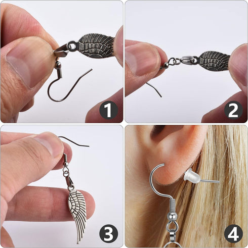 Earring Hooks 50PCS/25Pairs, Stainless Steel Ear Wires Fish Hooks, Hypo-allergenic Jewelry Findings Parts for DIY Jewelry Making...