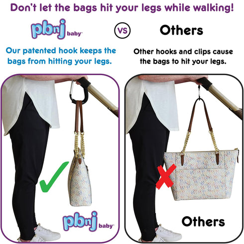 Stroller Hooks for Hanging Diaper Bags - Mommy Stroller Clip and Stroller Accessories Organizer Hook - Large Carabiner Clips for Mom Purse Shoppin...