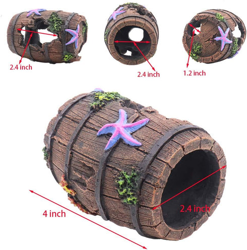 Small Broken Barrel Aquarium Decorations Betta Cave Hideaway Tunnel Log for Fish Tank (1 Piece)...