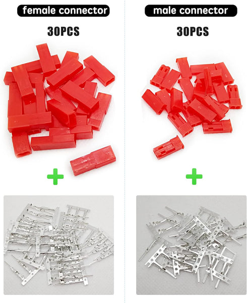 60Sets JST Servo Connector Kits Plug Male/Female Crimp Pin Cable Kit Compatible JST SYP Futaba servo Wire Extension Cable for RC Car Hitec Spektru...